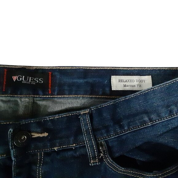 Guess Marchus Fit Relaxed Boot Jeans Mens Size 38 x32 (Actual) Dark Wash - Picture 4 of 5